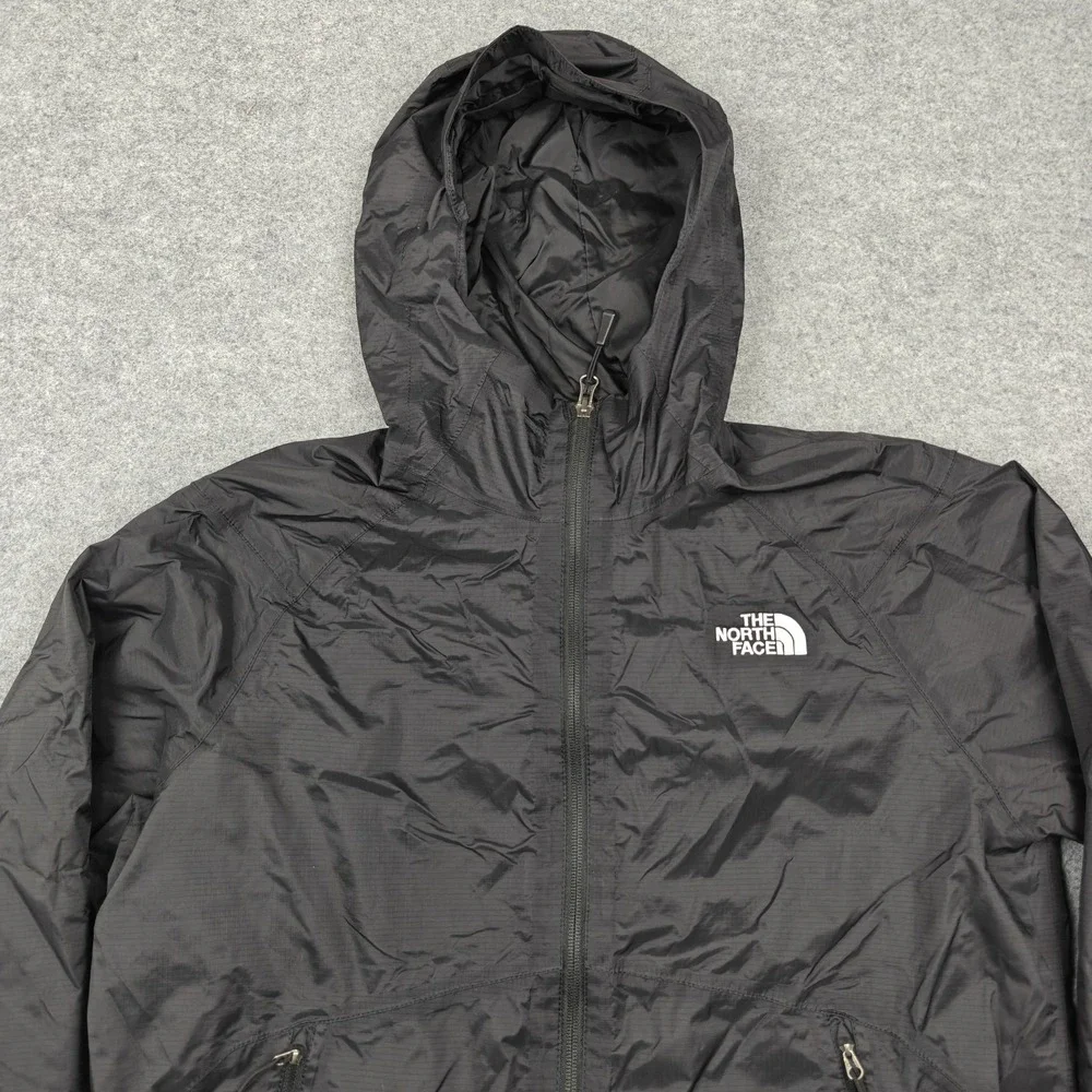 The North Face DryVent Jacket Mens Medium Black Hooded Rain Windbreaker Full Zip